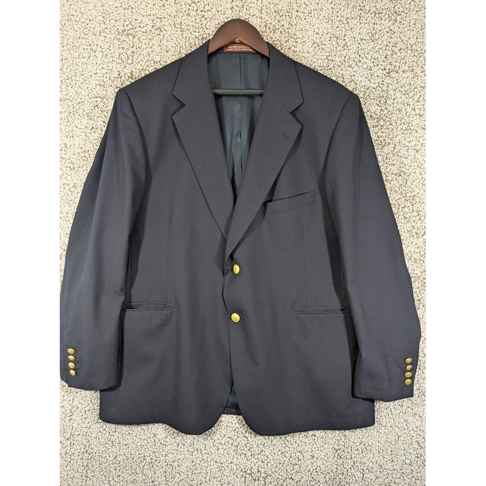 Navy Blue Gold Buttons‎ Blazer Mens 46R 100% Wool Nordstrom USA - Picture 2 of 12